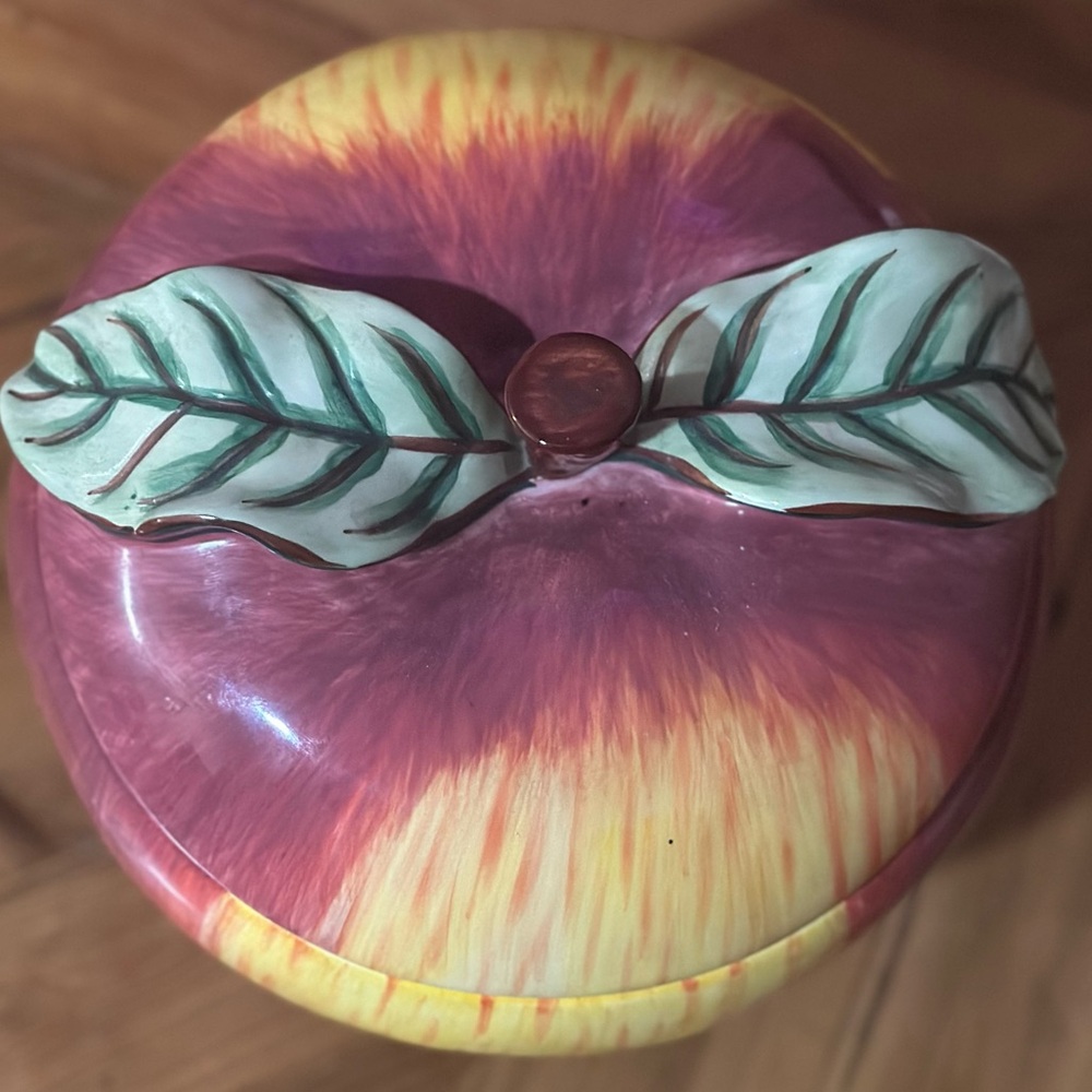 Vintage•Cookie Jar•Hand Painted•”Apple Medley”• Red and Yellow Apple• made: USA - Picture 2 of 5